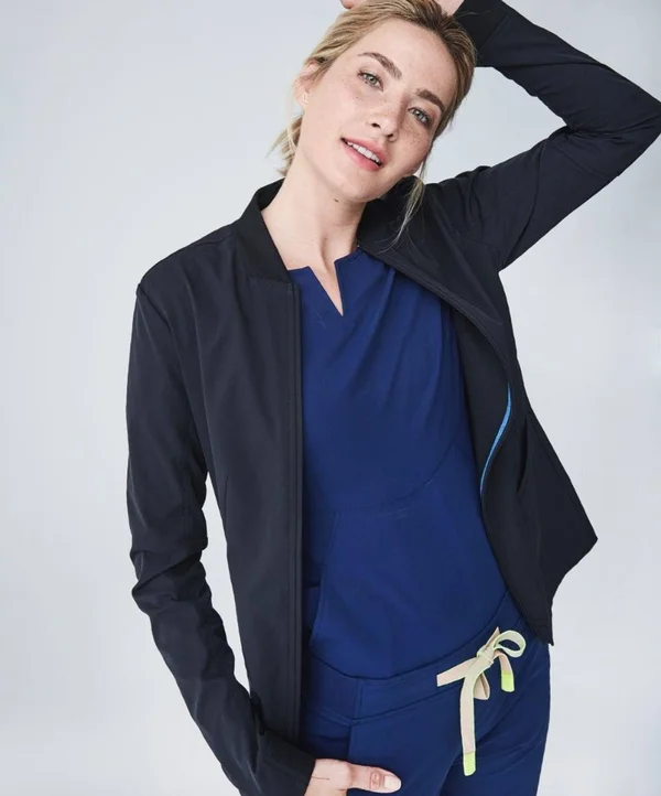 Kinetic Women's Scrub Jacket-Black-XXS