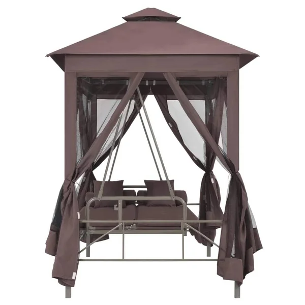 vidaXL Outdoor Convertible Swing Bench with Canopy Anthracite 86.6x22x63x22x94.5x22 Steel - 45073