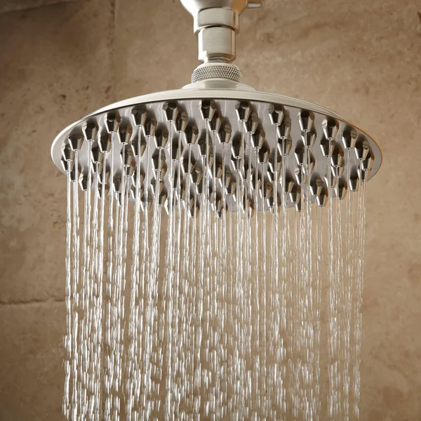 Signature Hardware 12x22 Bostonian Rainfall Nozzle Shower Head 17 1/2x22 S Type Arm Brushed Nickel 400629