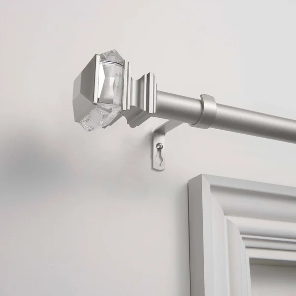 Silver Orchid Hamilton 1-Inch Curtain Rod and Finial Set Matte Silver 36x22-72x22 Powder Coated - Matte, Silver Finish