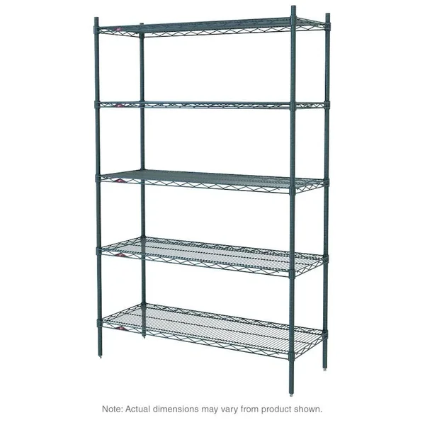 Metro Crash Super Erecta Industrial Wire Shelving Starter Unit - Metroseal Green Epoxy - 5 - 21x42 5N447K3