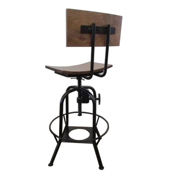 Rockies Containers 18x22 Wide Bar Stool with Back Rest, Adjustable Height - Short - Single - Brown