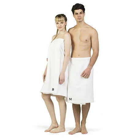 Linum Home Textiles Turkish Cotton Personalized Women's Terry Body Wrap, White