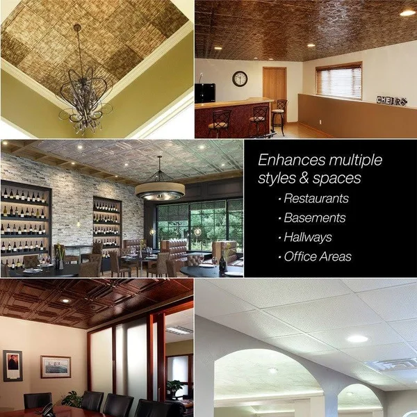 Fasade Minidome Decorative Vinyl 2ft x 2ft Lay in Ceiling Tile in Brushed Aluminum (5 Pack)