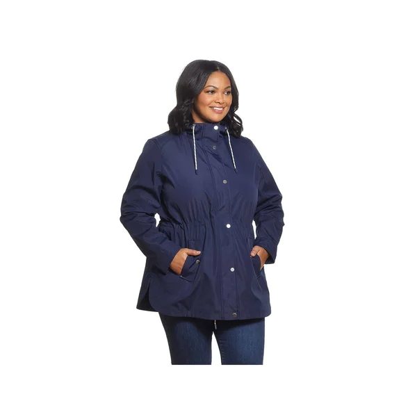 Weatherproof Plus Size Anorak Jacket with Nautical Stripe 3X True Navy, Boscov's