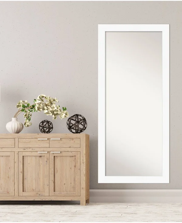 Amanti Art Cabinet 29x22 x 65x22 Framed Full Length Floor/leaner Mirror in White