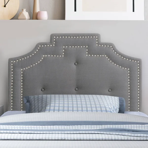 CorLiving Light Gray Fabric Crown Silhouette Headboard - Single/Twin