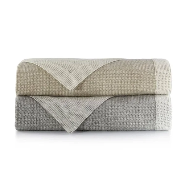 Peacock Alley Angelo Reversible Blanket - Full/Queen, Linen