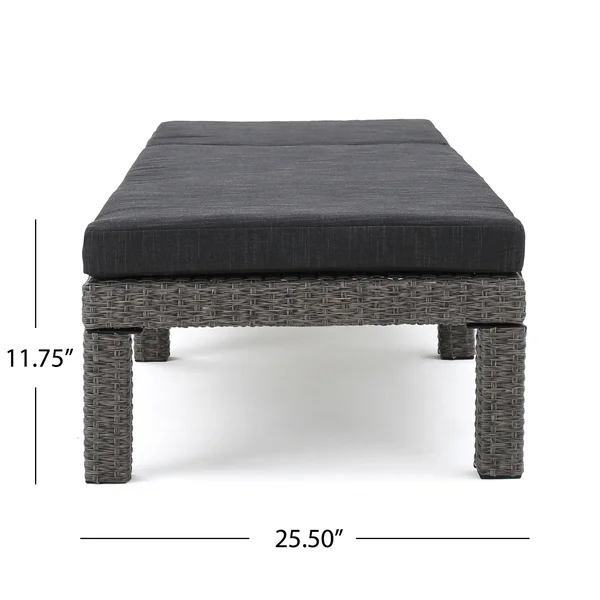 Christopher Knight Home Puerta Outdoor Adjustable Wicker Chaise Lounge with Cushion Black