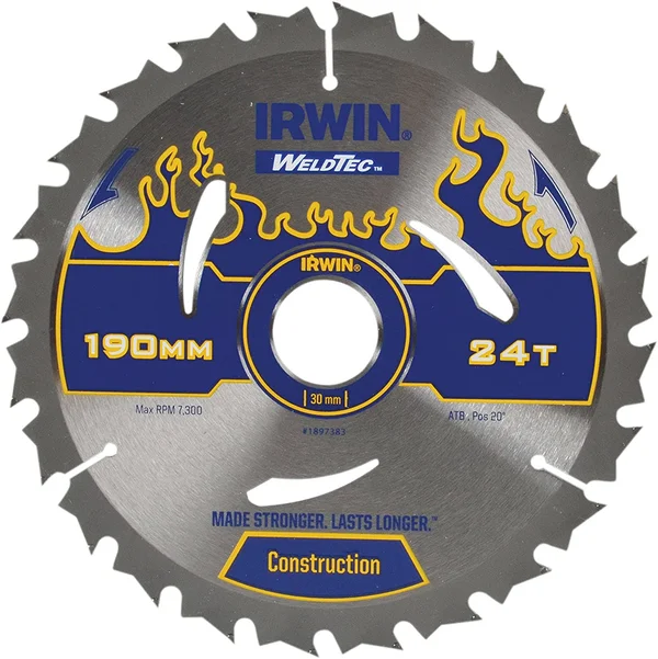 Irwin IRW1897383 WeldTec Circular Saw Blade 190 x 30mm x 24T ATB