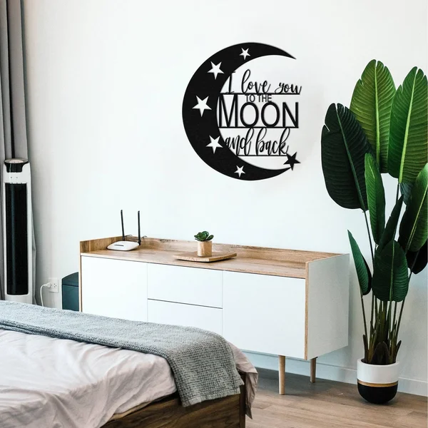 I Love You to The Moon and Back - Metal Wall Art - 18x22 x 18x22, Hammer Copper
