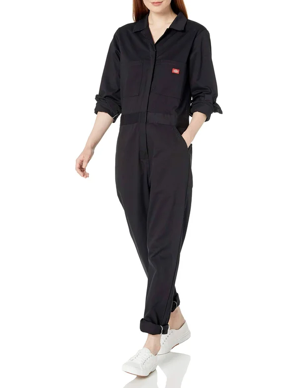 Dickies Women's Long Sleeve Cotton Twill Coverall, Black