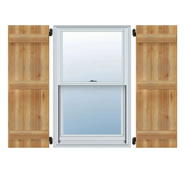 Ekena Millwork RBJ06S21X070RWR 21 1/2x22W x 70x22H TimberCraft Four 5 3/8x22 Boards Joined Board-n-Batten Shutters - Rough Sawn W