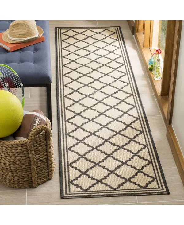 Safavieh Linden LND121Z Creme/Black 2& x 8& Runner Area Rug