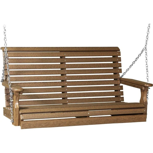 LuxCraft Rollback Recycled Plastic 4& Porch Swing - Antique Mahogany
