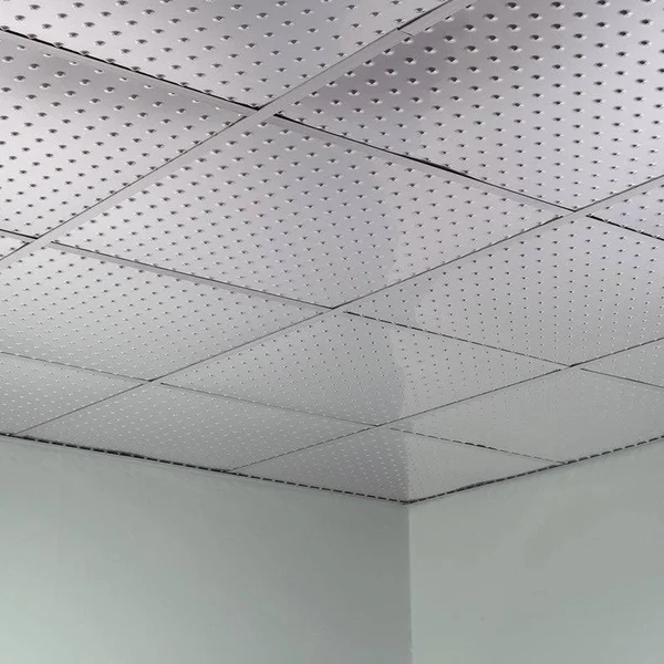 Fasade Minidome Decorative Vinyl 2ft x 2ft Lay in Ceiling Tile in Brushed Aluminum (5 Pack)