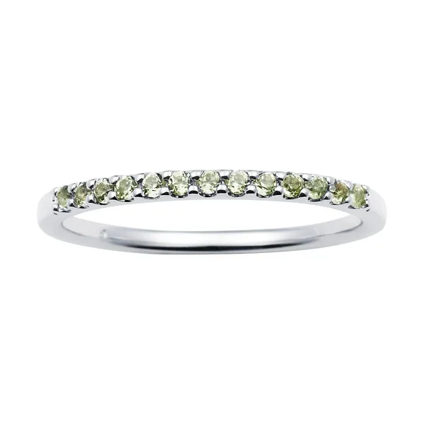 14K White Gold Peridot Gemstone Band Ring - Women's, Size: 7.5, Green