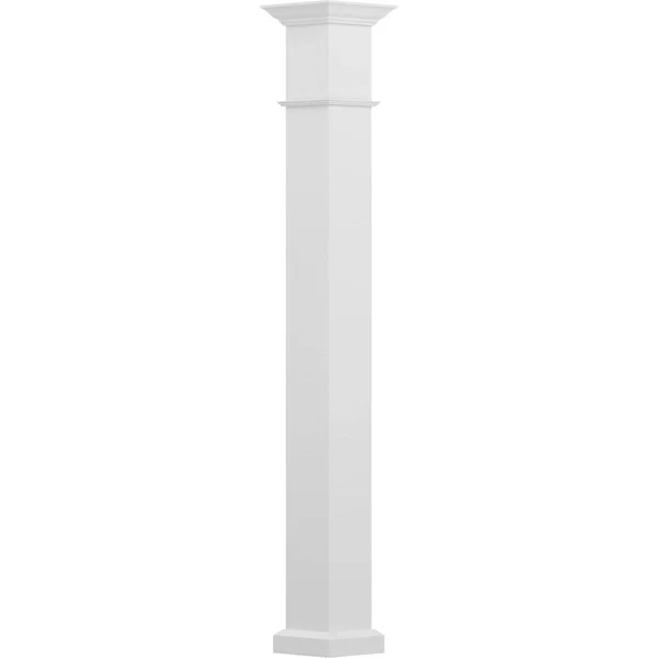 AFCO 8x22 x 10& Endura-Aluminum Wellington Style Column - Square Shaft (Load-Bearing 20, 000 lbs), Non-Tapered, Textured White Fin