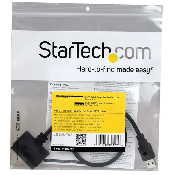StarTech.com USB C to SATA Adapter Cable - for 2.5 - 3.5x22 SATA Drives - 10Gbps - USB 3.1 - SATA to USB Adapter - External Hard