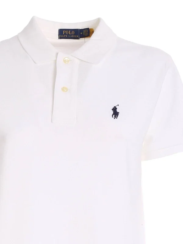 Polo Ralph Lauren Blue Logo Embroidery Dress in White