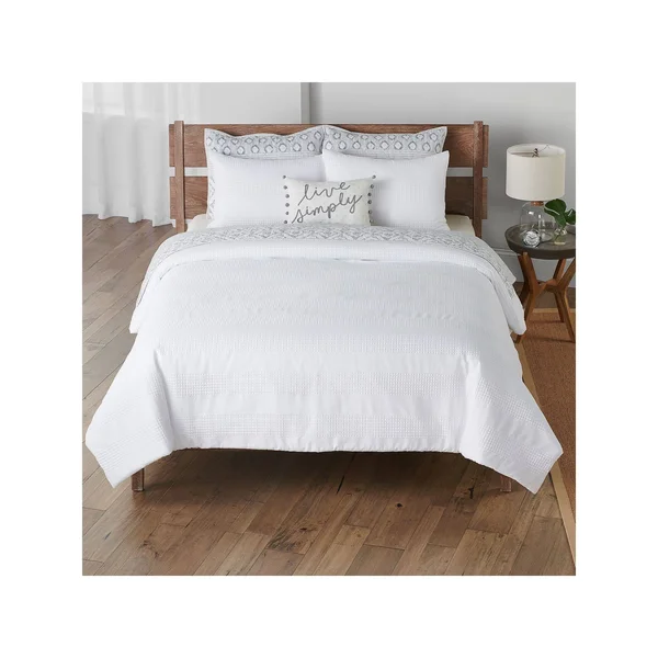 Sonoma Goods for Life Barlow Waffle Stripe Comforter and Sham Set - White, Full/Queen