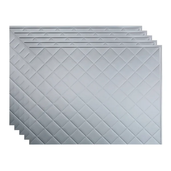 Fasade 18in x 24in Quilted Argent Silver Backsplash Panel (5 Pack)