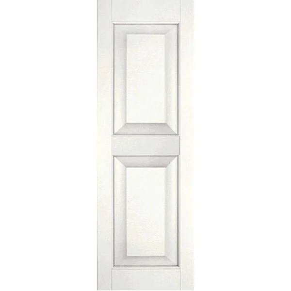 Ekena Millwork 18 in. x 30 in. Exterior Real Wood Western Red Cedar Raised Panel Shutters Pair White