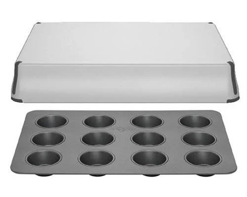 PrepCo Bake Porter 12 Cup Muffin Pan with Serving Cover in Grey