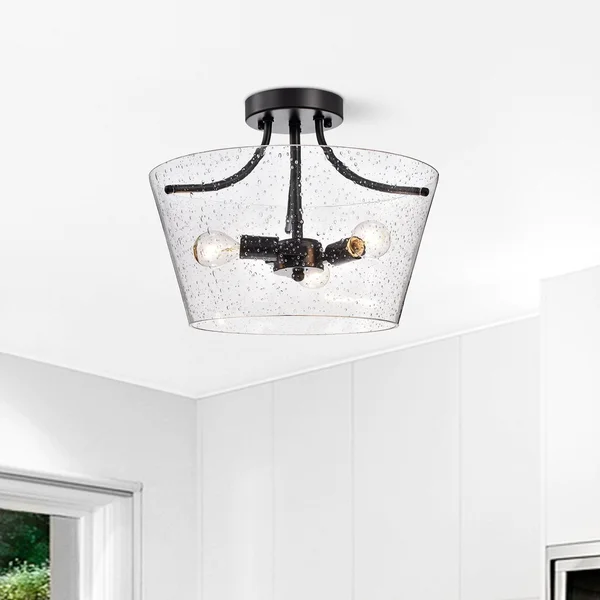 Warehouse of Tiffany Ambrose Semi-Flush Mount in Matte Black, ShopLadder MX25/3