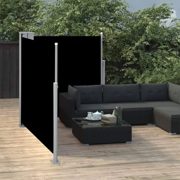 vidaXL Retractable Side Awning Black 39.4x22x236.2x22