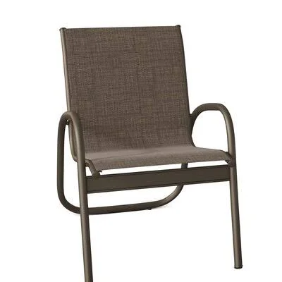 Gardenella Stacking Patio Dining Armchair Telescope Casual Frame Color: Textured Beachwood - Cushion Color: Navy 13D
