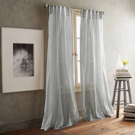 Paradox Solid Sheer Pinch Pleat Curtain Panels DKNY Curtain Color: Silver - Size per Panel: 35" W x 108" L