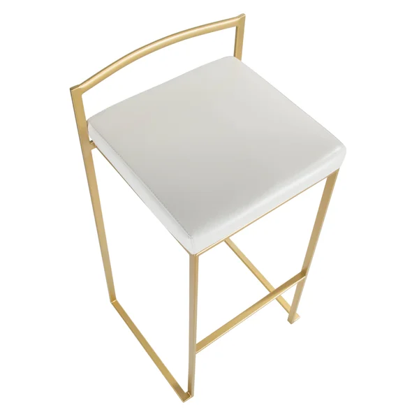 LumiSource Fuji Barstool - Set of 2 - Gold - White