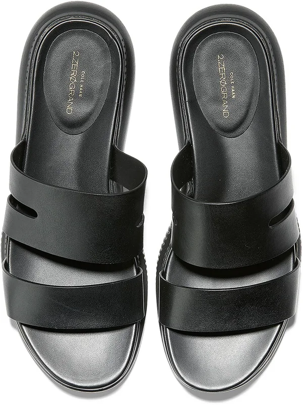 Cole Haan 2.Zerogrand Slotted Slide Sandal Black Leather/Black - Women's, Size: 7