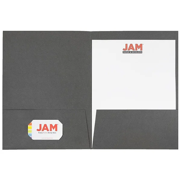 Jam Paper 2-Pocket Portfolio Folder Gray Linen 100/Box 3084B