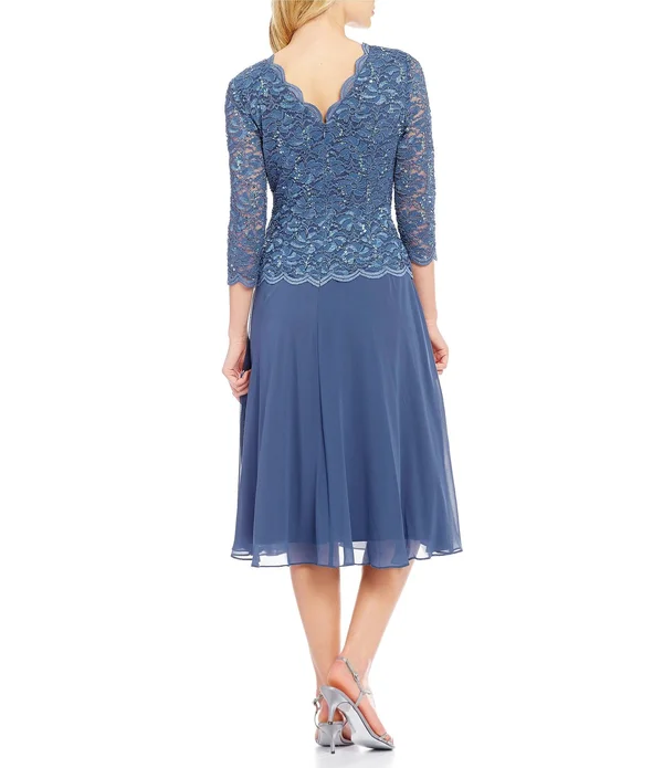 Alex Evenings Women's Dress Purple Size 14p Petite Sheath Sequin Lace