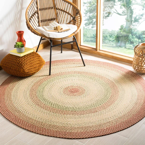 Safavieh Braided Rust/Multi 6 ft. x 6 ft. Round Area Rug