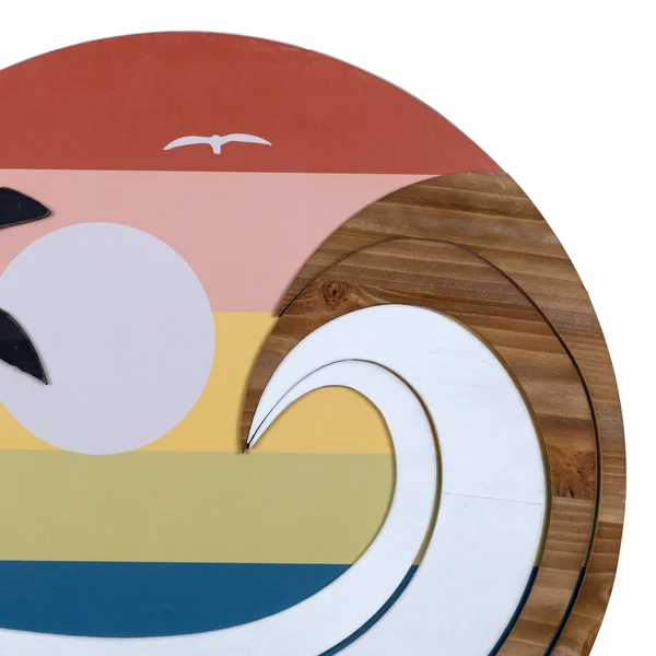 Stratton Home Decor Coastal Sunset Wave Round Wood Wall Art - Multi