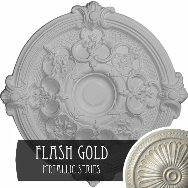 17 3/8 inchod x 1 3/4 inchp Hamilton Ceiling Medallion (Fits Canopies Up to 3 3/4 inch), Hand-Painted Flash Gold