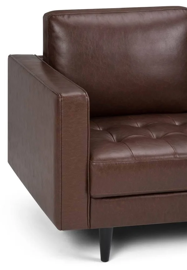 Simpli Home Blaine Loveseat, Distressed Cognac Faux Air Leather