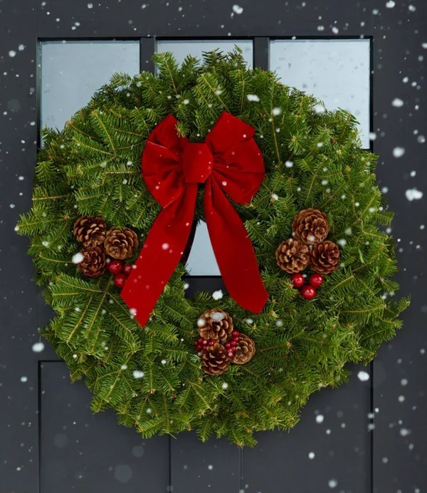 Traditional Christmas Balsam Wreath, 24x22 Multi Color, L.L.Bean