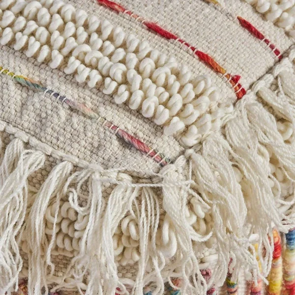 Christopher Knight Home Roth Boho Wool Pouf - Ivory and Multi-Colored