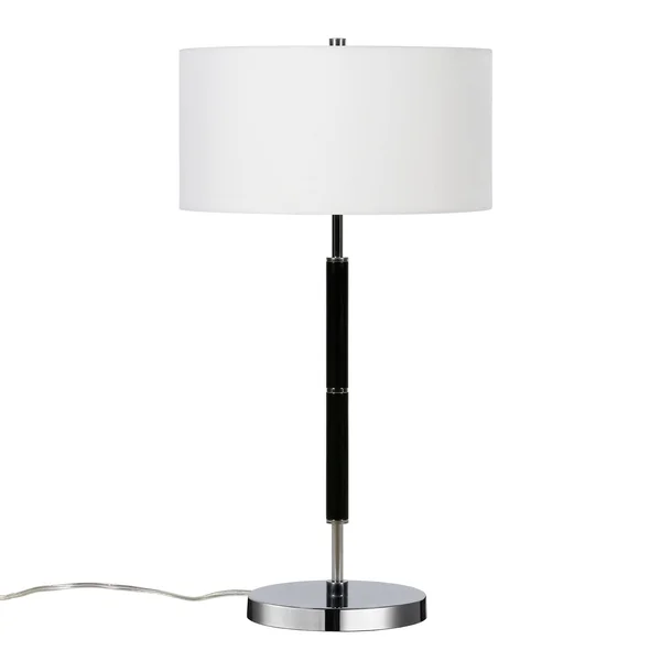 Simone 25 in. Matte White and Polished Nickel 2-Bulb Table Lamp