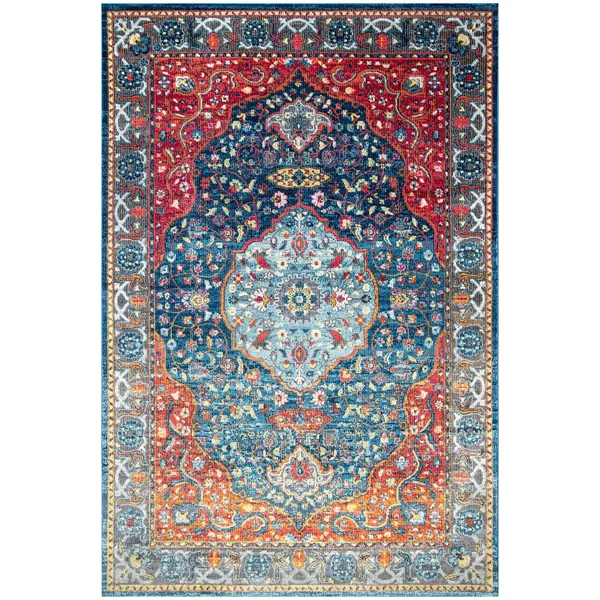 nuLOOM Vintage Medallion Shirlee Blue 9& x 12& Area Rug