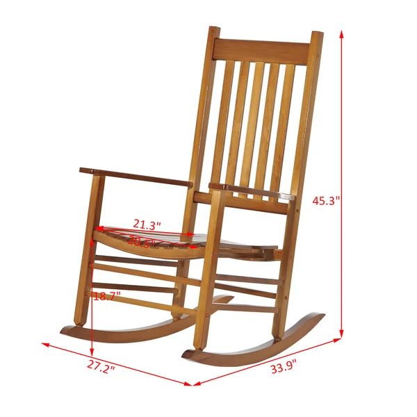 Outsunny Versatile Indoor/Outdoor High Back Wooden Rocking Chair Natural
