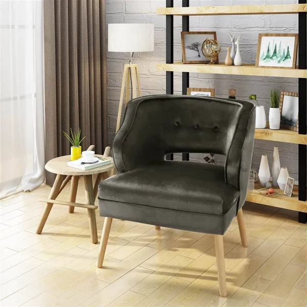 Noble House Mariposa Mid-Century Accent Chair in Gray - ShopLadder