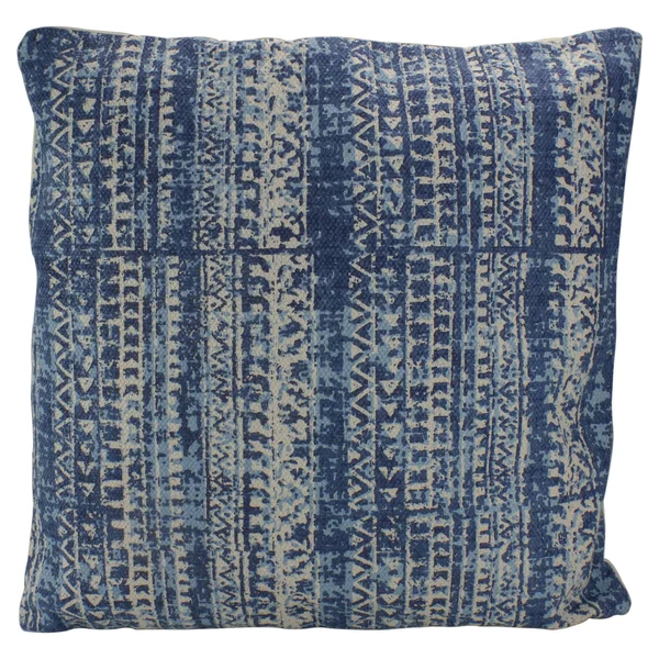22.5x22 Blue and White Aztec Striped Square Throw Pillow