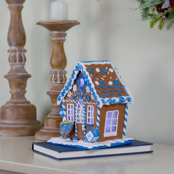 Kurt Adler 7x22 LED Hanukkah Gingerbread House Tablepiece