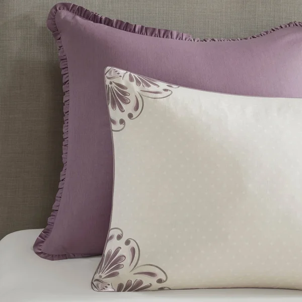Madison Park - Elise 8 Piece Cotton Printed Reversible Comforter Set - Purple - Queen