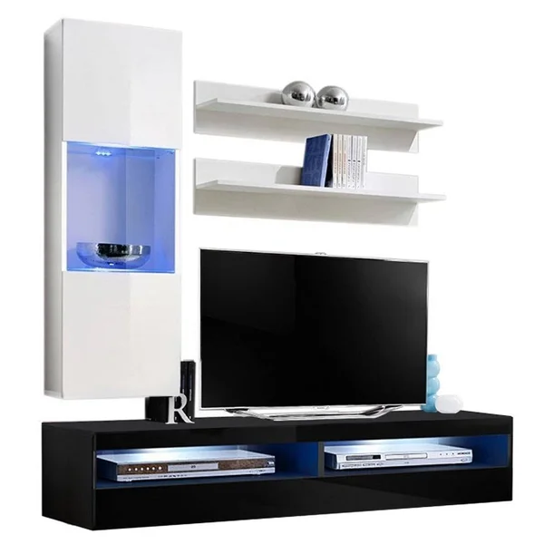 Meble Furniture Fly H3 35TV Wall Mounted Floating Modern Entertainment Center - White/Black